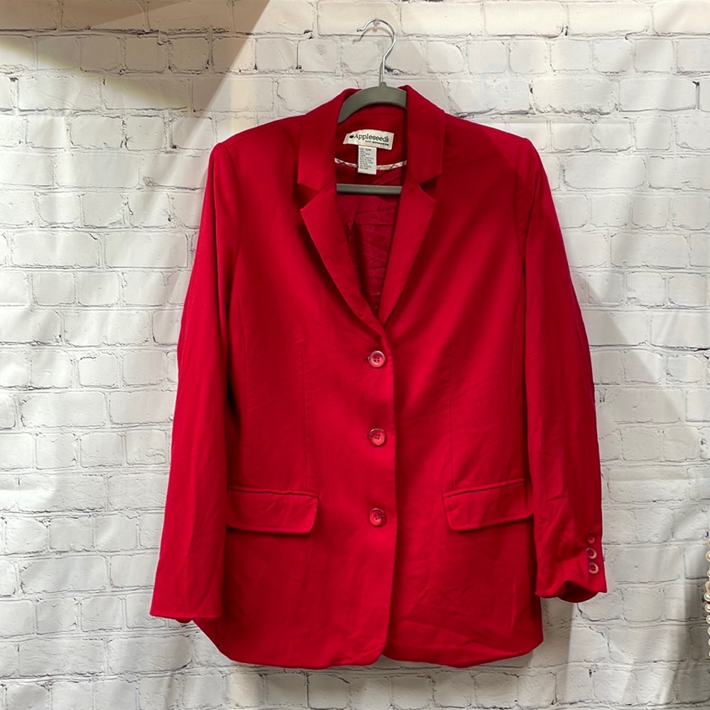 Appleseeds wool red vintage blazer size 12